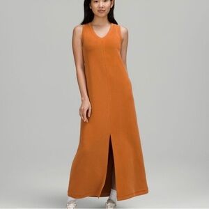 Lululemon Ease of it All V Neck Midi Dress Softstreme Sz 6 Butter Brown Comfort